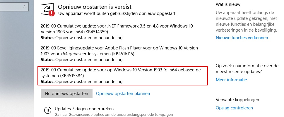 Windows 10-update KB4515384 zorgt voor problemen