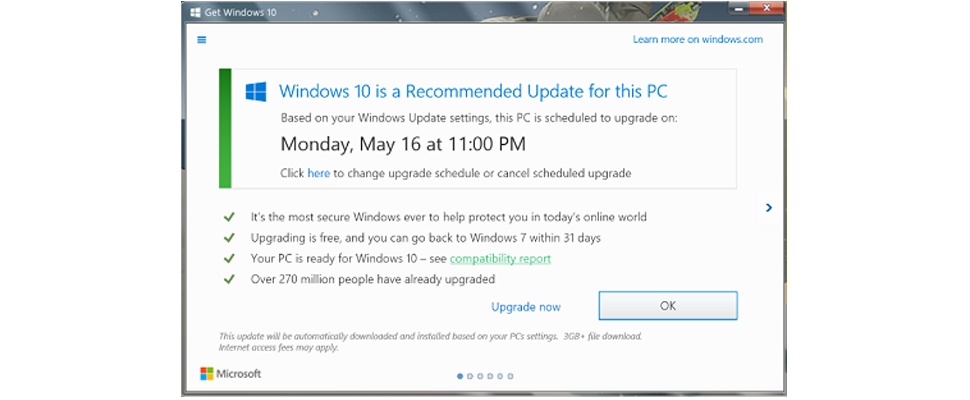 Afsluitkruisje in upgradevenster = Windows 10 tóch installeren