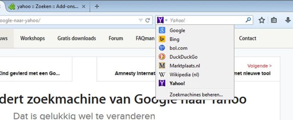 Firefox verandert zoekmachine van Google naar Yahoo